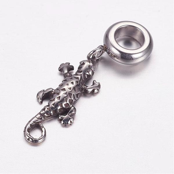 PandaHall 304 Stainless Steel European Dangle Charms, Large Hole Pendants, Lizard, Antique Silver, 34mm, Hole: 5mm, Pendant: 23x8.5x2.5mm...
PandaHall 304 Stainless Steel European Dangle Charms, Large Hole Pendants, Lizard, Antique Silver, 34mm, Hole: 5mm, Pendant: 23x8.5x2.5mm...