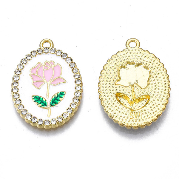 PandaHall Rack Plating Alloy Enamel Pendants, with Crystal Rhinestone, Cadmium Free & Nickel Free & Lead Free, Light Gold, Oval with Flower..., Pink
PandaHall Rack Plating Alloy Enamel Pendants, with Crystal Rhinestone, Cadmium Free & Nickel Free & Lead Free, Light Gold, Oval with Flower..., Pink