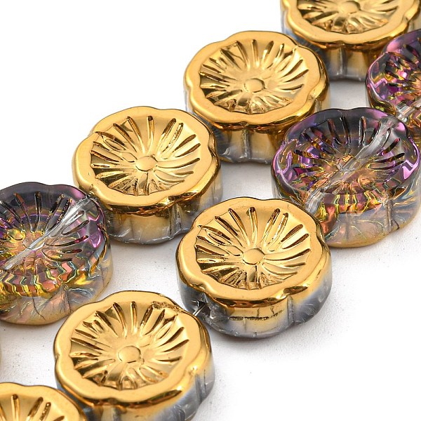 PandaHall Half Plated Electroplate Glass Transparent Beads Strands, Flower, Gold, 14x14.5x5.5mm, Hole: 1.2mm, about 45pcs/strand, 25.83 inch...
PandaHall Half Plated Electroplate Glass Transparent Beads Strands, Flower, Gold, 14x14.5x5.5mm, Hole: 1.2mm, about 45pcs/strand, 25.83 inch...