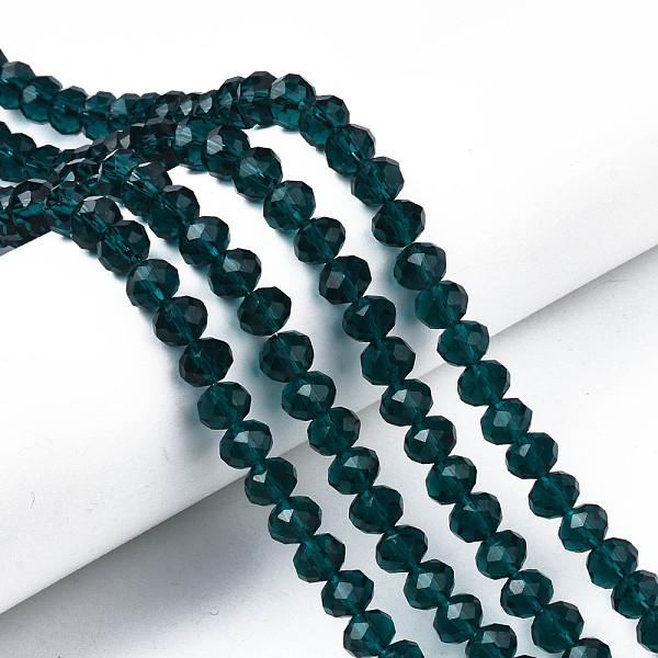 PandaHall Glass Beads Strands, Faceted, Rondelle, Dark Cyan, 8x6mm, Hole: 1mm, about 63~65pcs/strand, 39~40cm Glass Rondelle
PandaHall Glass Beads Strands, Faceted, Rondelle, Dark Cyan, 8x6mm, Hole: 1mm, about 63~65pcs/strand, 39~40cm Glass Rondelle