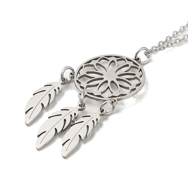 PandaHall 201 Stainless Steel Pendnat Necklace with Cable Chains, Web with Feather, Stainless Steel Color, 19.61~19.65 inch(49.8~49.9cm) 201...
PandaHall 201 Stainless Steel Pendnat Necklace with Cable Chains, Web with Feather, Stainless Steel Color, 19.61~19.65 inch(49.8~49.9cm) 201...