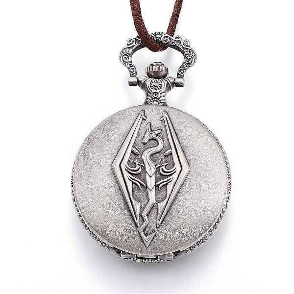 PandaHall Carved Alloy Flat Round Pendant Necklace Quartz Pocket Watches, with Faux Suede, Antique Silver, 16.1‘’(41cm) Alloy
PandaHall Carved Alloy Flat Round Pendant Necklace Quartz Pocket Watches, with Faux Suede, Antique Silver, 16.1‘’(41cm) Alloy