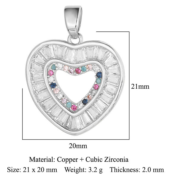 PandaHall Brass Micro Pave Colorful Cubic Zirconia Pendants, Heart Charms, Platinum, 21x20x2mm Brass+Cubic Zirconia Heart
PandaHall Brass Micro Pave Colorful Cubic Zirconia Pendants, Heart Charms, Platinum, 21x20x2mm Brass+Cubic Zirconia Heart