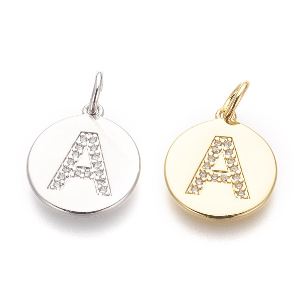 PandaHall Brass Micro Pave Cubic Zirconia Pendants, Lead Free & Cadmium Free, Flat Round with Letter, Mixed Color, Letter.A, 17.5x15x1.5mm..., Clear
PandaHall Brass Micro Pave Cubic Zirconia Pendants, Lead Free & Cadmium Free, Flat Round with Letter, Mixed Color, Letter.A, 17.5x15x1.5mm..., Clear