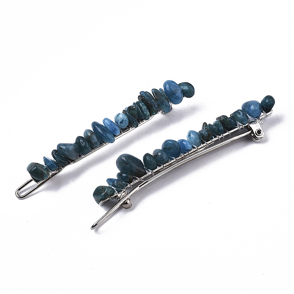 PandaHall Platinum Plated Alloy French Hair Barrettes, with Natural Apatite Chips, Cadmium Free & Lead Free, 67x10~11x12mm Apatite Cyan
PandaHall Platinum Plated Alloy French Hair Barrettes, with Natural Apatite Chips, Cadmium Free & Lead Free, 67x10~11x12mm Apatite Cyan