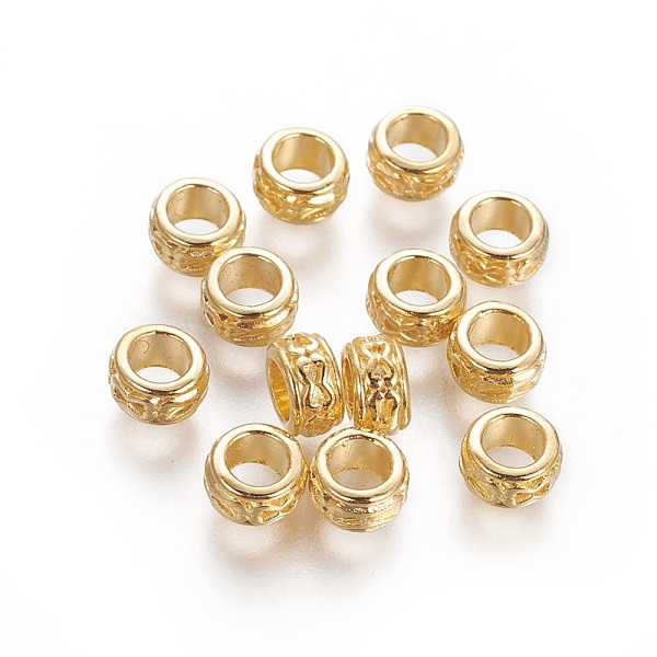 PandaHall Tibetan Style Alloy Beads, Large Hole Beads, Lead Free and Cadmium Free, Rondelle, Golden, about 6mm in diameter, 3.5mm thick...
PandaHall Tibetan Style Alloy Beads, Large Hole Beads, Lead Free and Cadmium Free, Rondelle, Golden, about 6mm in diameter, 3.5mm thick...