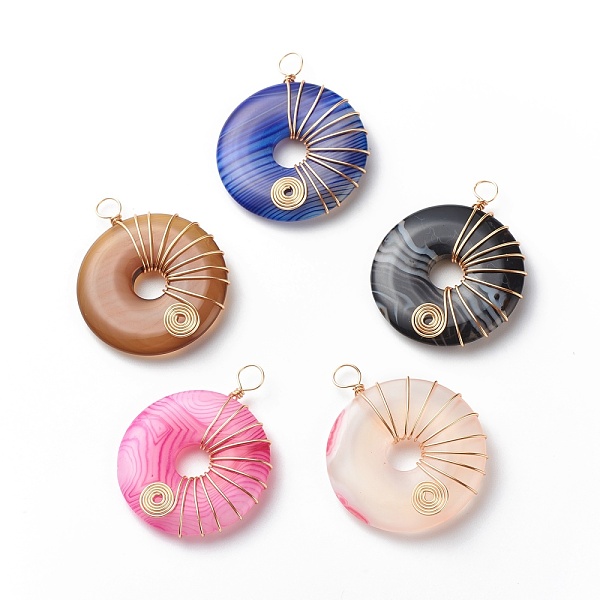 PandaHall Natural Striped Agate/Banded Agate Pendants, Dyed, with Eco-Friendly Copper Wire Wrapped, Donut/Pi Disc Charm, Mixed Color, Real..., Multicolor
PandaHall Natural Striped Agate/Banded Agate Pendants, Dyed, with Eco-Friendly Copper Wire Wrapped, Donut/Pi Disc Charm, Mixed Color, Real..., Multicolor
