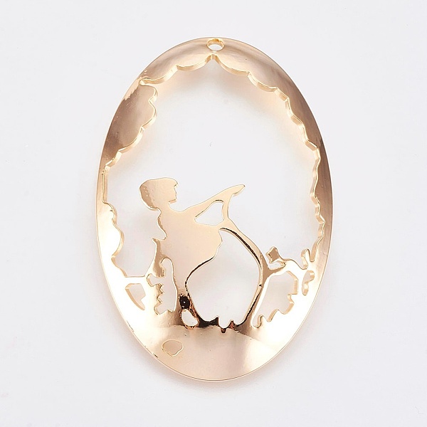 PandaHall Brass Pendants, Nickel Free, Oval with Girl, Real 18K Gold Plated, 45x30x1mm, Hole: 1.8mm Brass Oval
PandaHall Brass Pendants, Nickel Free, Oval with Girl, Real 18K Gold Plated, 45x30x1mm, Hole: 1.8mm Brass Oval