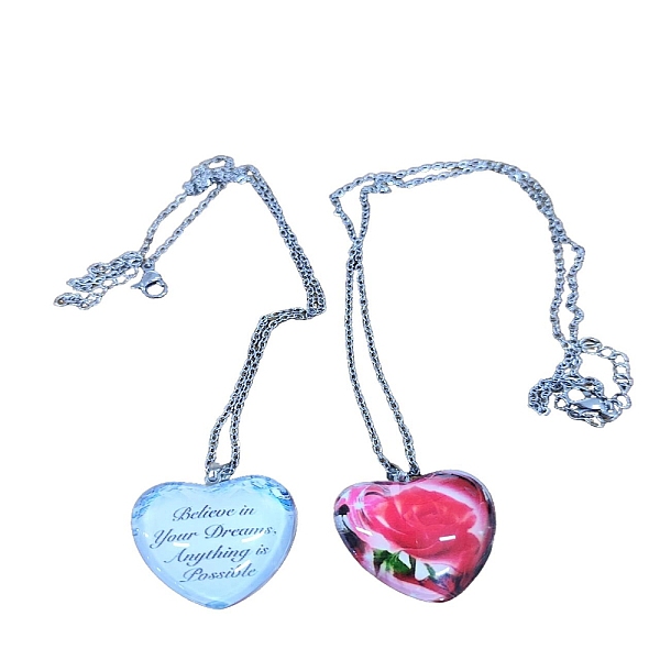 PandaHall Heart Glass Pendant Necklaces, with Platinum Alloy Chains, Red, Pendant: 23x25mm Glass Heart Red
PandaHall Heart Glass Pendant Necklaces, with Platinum Alloy Chains, Red, Pendant: 23x25mm Glass Heart Red
