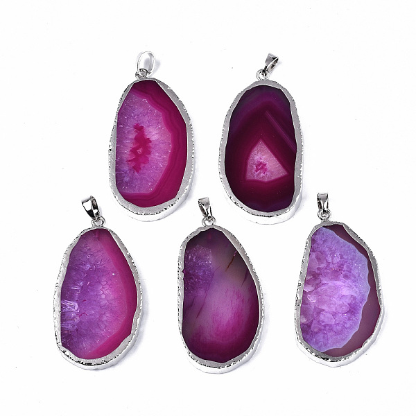PandaHall Edge Platinum Plated Natural Agate Slices Big Pendants, with Platinum Tone Iron Pinch Bail, Dyed, Teardrop, Fuchsia..., Pink
PandaHall Edge Platinum Plated Natural Agate Slices Big Pendants, with Platinum Tone Iron Pinch Bail, Dyed, Teardrop, Fuchsia..., Pink