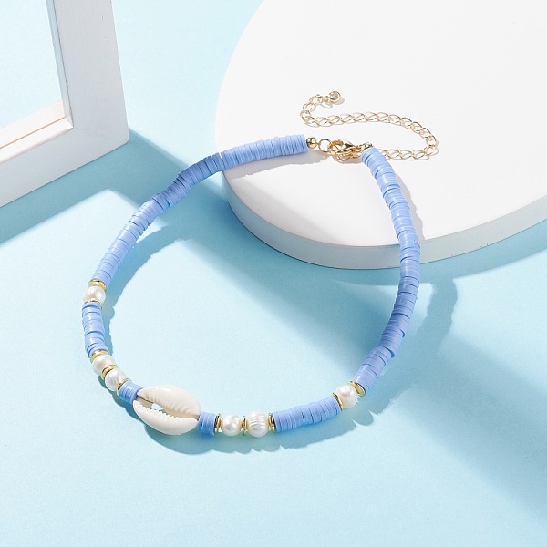 PandaHall Polymer Clay Heishi Beaded Necklace, Natural Pearl & Cowrie Shell Necklace for Women, Sky Blue, 17.44 inch(44.3cm) Polymer Clay
PandaHall Polymer Clay Heishi Beaded Necklace, Natural Pearl & Cowrie Shell Necklace for Women, Sky Blue, 17.44 inch(44.3cm) Polymer Clay