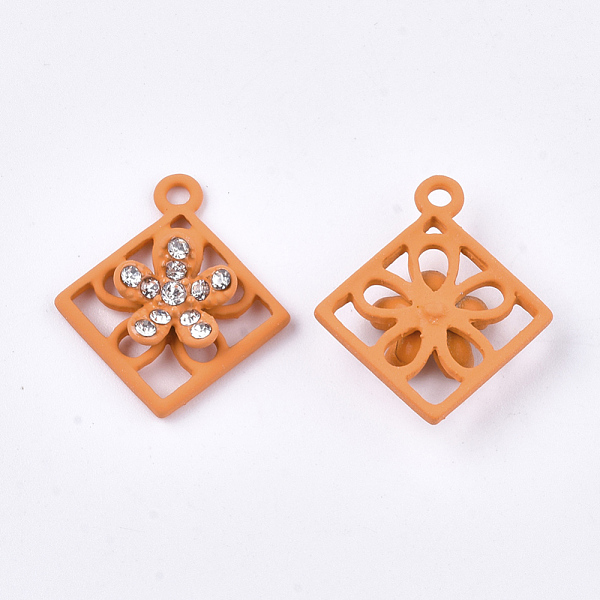 PandaHall Spray Painted Alloy Pendants, with Rhinestone, Rhombus with Flower, Crystal, Dark Orange, 23x20x5mm, Hole: 2mm Alloy+Rhinestone..., Clear
PandaHall Spray Painted Alloy Pendants, with Rhinestone, Rhombus with Flower, Crystal, Dark Orange, 23x20x5mm, Hole: 2mm Alloy+Rhinestone..., Clear