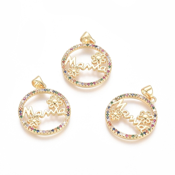 PandaHall Brass Micro Pave Cubic Zirconia Pendants, Ring with Flower and Word MaMa, For Mother's Day, Colorful, Golden, 23.5x20.5x2.5mm...
PandaHall Brass Micro Pave Cubic Zirconia Pendants, Ring with Flower and Word MaMa, For Mother's Day, Colorful, Golden, 23.5x20.5x2.5mm...