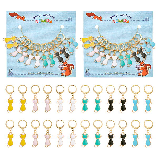 PandaHall Alloy Enamel Cat Charm Locking Stitch Markers, with Gold Tone 304 Stainless Steel Leverback Earring Findings, Mixed Color, 3.6cm..., Multicolor
PandaHall Alloy Enamel Cat Charm Locking Stitch Markers, with Gold Tone 304 Stainless Steel Leverback Earring Findings, Mixed Color, 3.6cm..., Multicolor