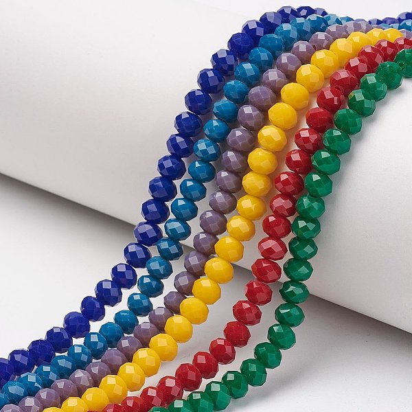 PandaHall Opaque Solid Color Glass Beads Strands, Faceted, Rondelle, Mixed Color, 6x5mm, Hole: 1mm, about 85~88pcs/strand, 16.1~16.5 inch..., Multicolor
PandaHall Opaque Solid Color Glass Beads Strands, Faceted, Rondelle, Mixed Color, 6x5mm, Hole: 1mm, about 85~88pcs/strand, 16.1~16.5 inch..., Multicolor