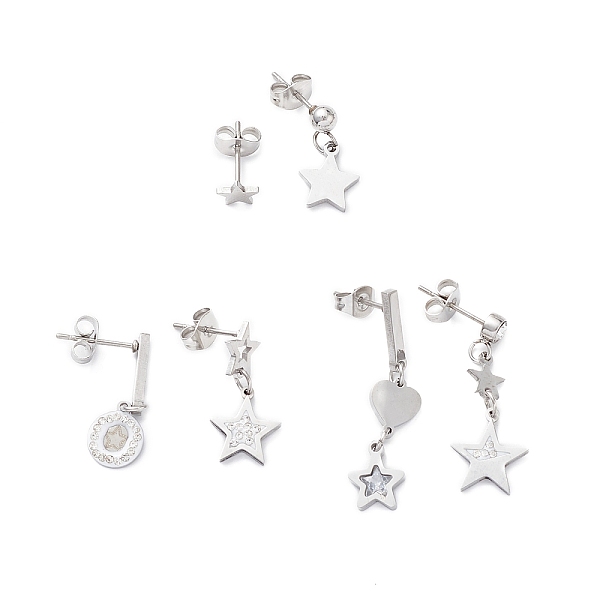 PandaHall 3 Pair 3 Style Rhinestones Star & Heart Asymmetrical Earrings, 304 Stainless Steel Dangle Stud Earrings for Women, Stainless Steel...
PandaHall 3 Pair 3 Style Rhinestones Star & Heart Asymmetrical Earrings, 304 Stainless Steel Dangle Stud Earrings for Women, Stainless Steel...