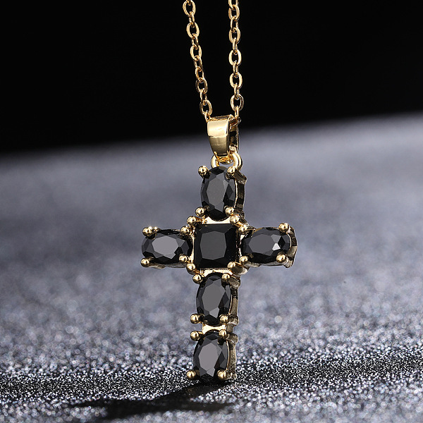 PandaHall Cross Brass Pendant Necklaces with Rhinestone, Jet, 15.75 inch(40cm) Rhinestone Cross Black
PandaHall Cross Brass Pendant Necklaces with Rhinestone, Jet, 15.75 inch(40cm) Rhinestone Cross Black