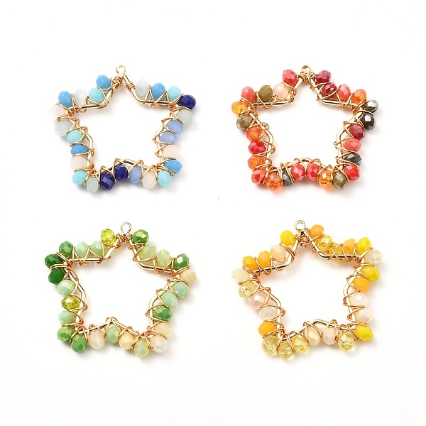 PandaHall Brass Pendants, with Glass Beads, Star, Mixed Color, 23.5x26x3mm, Hole: 1mm Brass+Glass Star Multicolor
PandaHall Brass Pendants, with Glass Beads, Star, Mixed Color, 23.5x26x3mm, Hole: 1mm Brass+Glass Star Multicolor