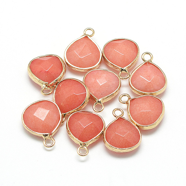 PandaHall Natural White Jade Pendants, with Nickel Free Brass Findings, Faceted, Dyed, teardrop, Golden, Dark Salmon, 17.5x13.5x6.5mm, Hole..., Red
PandaHall Natural White Jade Pendants, with Nickel Free Brass Findings, Faceted, Dyed, teardrop, Golden, Dark Salmon, 17.5x13.5x6.5mm, Hole..., Red