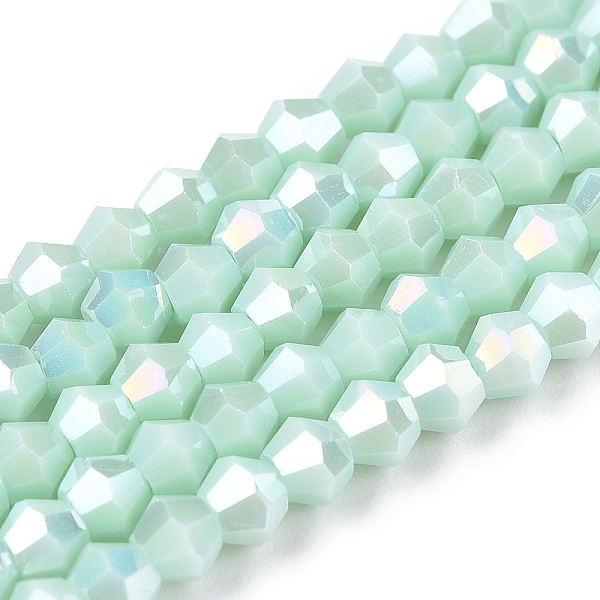 PandaHall Opaque Solid Color Electroplate Glass Beads Strands, AB Color Plated, Faceted, Bicone, Light Cyan, 3x2.5mm, Hole: 0.7mm, about...
PandaHall Opaque Solid Color Electroplate Glass Beads Strands, AB Color Plated, Faceted, Bicone, Light Cyan, 3x2.5mm, Hole: 0.7mm, about...