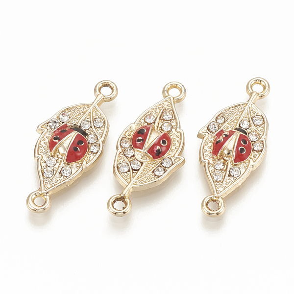 PandaHall Alloy Rhinestone Links connectors, with Enamel, Leaf with Ladybug, Light Gold, 27x12x3.5mm, Hole: 1.6mm Alloy Rhinestone+Enamel..., Red
PandaHall Alloy Rhinestone Links connectors, with Enamel, Leaf with Ladybug, Light Gold, 27x12x3.5mm, Hole: 1.6mm Alloy Rhinestone+Enamel..., Red