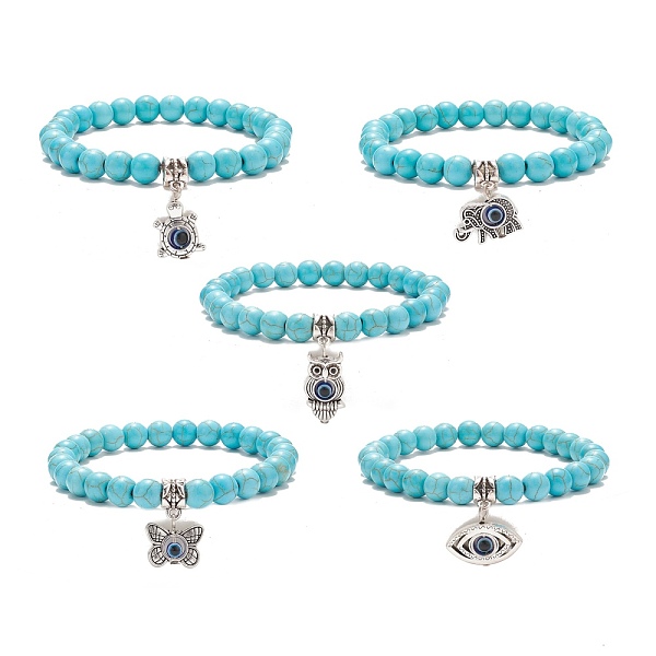 PandaHall Synthetic Turquoise Round Beaded Stretch Bracelet, Alloy with Resin Evil Eye Charm Bracelet for Women, Turquoise, Inner Diameter..., Green
PandaHall Synthetic Turquoise Round Beaded Stretch Bracelet, Alloy with Resin Evil Eye Charm Bracelet for Women, Turquoise, Inner Diameter..., Green