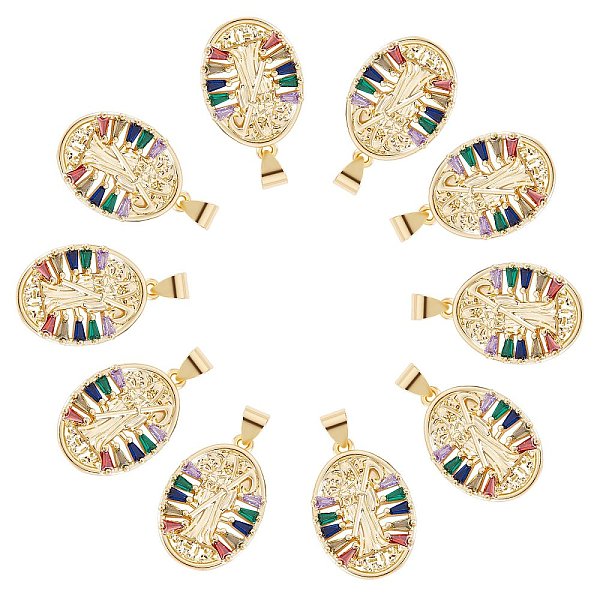 PandaHall 10Pcs Rack Plating Brass Micro Pave Cubic Zirconia Pendants, Real 18K Gold Plated, Long-Lasting Plated, Oval with Death, Colorful...
PandaHall 10Pcs Rack Plating Brass Micro Pave Cubic Zirconia Pendants, Real 18K Gold Plated, Long-Lasting Plated, Oval with Death, Colorful...