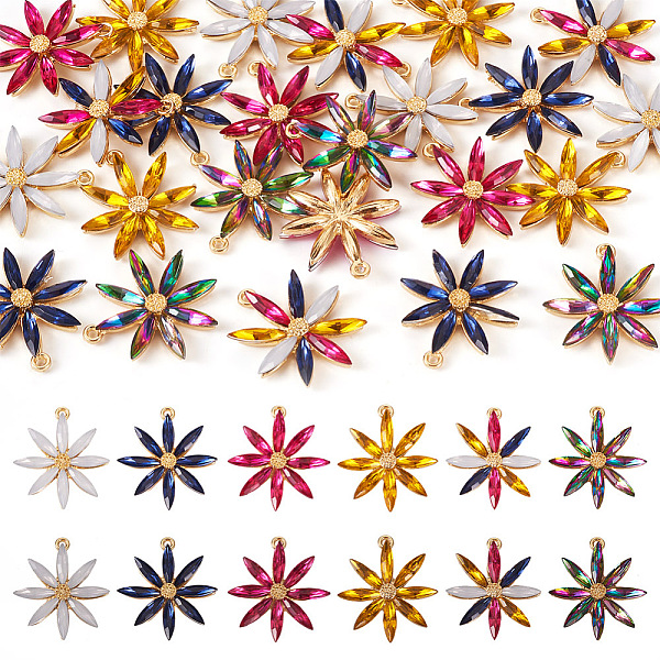 PandaHall 24Pcs 6 Colors Acrylic Rhinestone Pendants, with Golden Alloy Findings, Flower Charms, Mixed Color, 28x25.5x4mm, Hole: 1.6mm..., Multicolor
PandaHall 24Pcs 6 Colors Acrylic Rhinestone Pendants, with Golden Alloy Findings, Flower Charms, Mixed Color, 28x25.5x4mm, Hole: 1.6mm..., Multicolor
