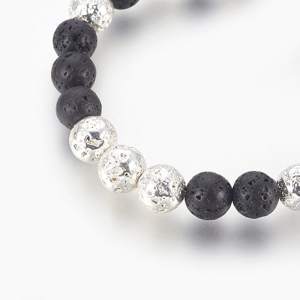 PandaHall Natural Lava Rock Beaded Stretch Bracelet, with Electroplated Lava Rock Beads, Round, Silver Plated, 2-1/8 inch(5.3cm) Lava Rock
PandaHall Natural Lava Rock Beaded Stretch Bracelet, with Electroplated Lava Rock Beads, Round, Silver Plated, 2-1/8 inch(5.3cm) Lava Rock