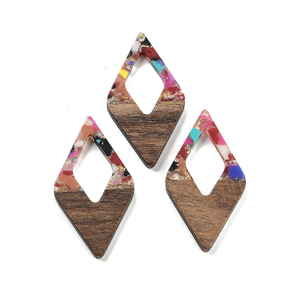 PandaHall Walnut Wood Pendants, Resin and Gold foil, Rhombus, Colorful, 47.5x25.5x3.5mm, Hole: 2mm Wood Rhombus
PandaHall Walnut Wood Pendants, Resin and Gold foil, Rhombus, Colorful, 47.5x25.5x3.5mm, Hole: 2mm Wood Rhombus
