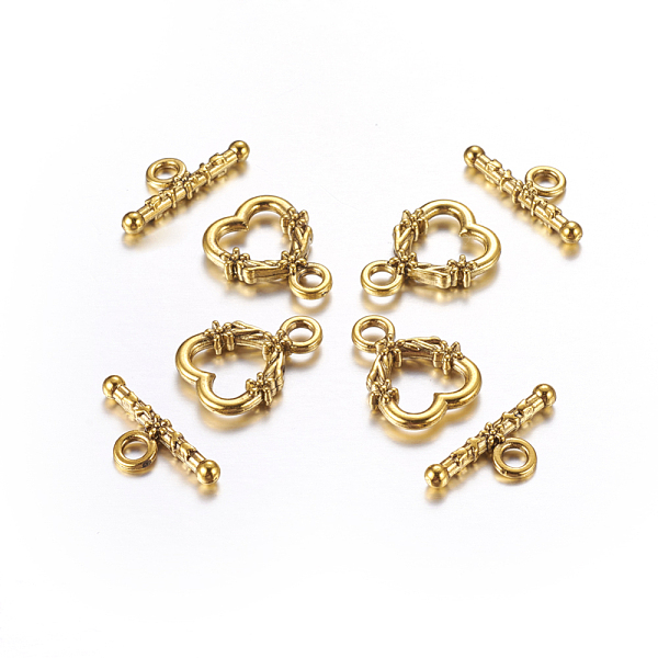 PandaHall Tibetan Style Toggle Clasps, Cadmium Free & Nickel Free & Lead Free, Heart, Antique Golden, 18.5x14mm, Hole: 3mm Alloy Heart
PandaHall Tibetan Style Toggle Clasps, Cadmium Free & Nickel Free & Lead Free, Heart, Antique Golden, 18.5x14mm, Hole: 3mm Alloy Heart