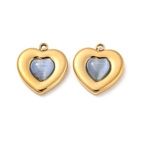 PandaHall 304 Stainless Steel Charms, with Cat Eye, Heart Charm, Real 14K Gold Plated, Light Steel Blue, 14x13x3.5mm, Hole: 1.2mm Stainless...
PandaHall 304 Stainless Steel Charms, with Cat Eye, Heart Charm, Real 14K Gold Plated, Light Steel Blue, 14x13x3.5mm, Hole: 1.2mm Stainless...