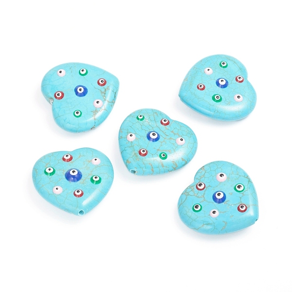 PandaHall Natural Howlite Beads, Dyed & Heated, with Enamel, Heart with Evil Eye, Colorful, 24x25x8.5mm, Hole: 1.2mm Howlite Heart
PandaHall Natural Howlite Beads, Dyed & Heated, with Enamel, Heart with Evil Eye, Colorful, 24x25x8.5mm, Hole: 1.2mm Howlite Heart