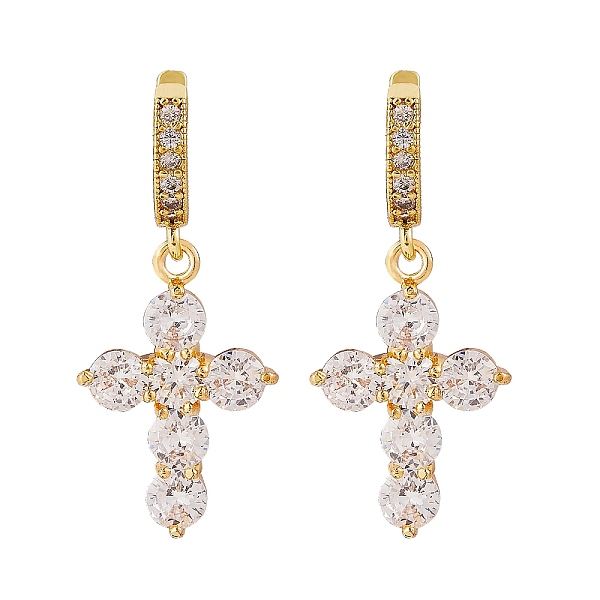 PandaHall Clear Cubic Zirconia Cross Drop Huggie Hoop Earrings, Brass Jewelry for Women, Golden, 37mm, Pin: 0.9mm Cubic Zirconia Cross
PandaHall Clear Cubic Zirconia Cross Drop Huggie Hoop Earrings, Brass Jewelry for Women, Golden, 37mm, Pin: 0.9mm Cubic Zirconia Cross