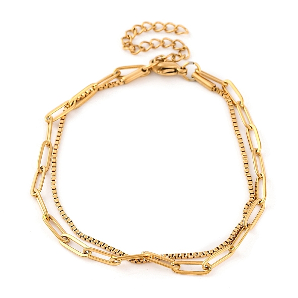 PandaHall 304 Stainless Steel Multi-Strand Chain Bracelets, Paperclip Chain & Box Chain Bracelets for Women, Real 18K Gold Plated, 6-7/8...
PandaHall 304 Stainless Steel Multi-Strand Chain Bracelets, Paperclip Chain & Box Chain Bracelets for Women, Real 18K Gold Plated, 6-7/8...