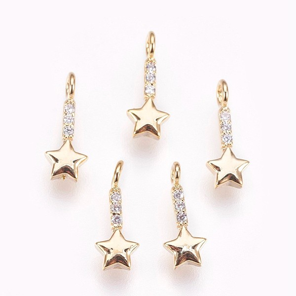 PandaHall Brass Micro Pave Cubic Zirconia Charms, Nickel Free, Star, Clear, Real 18K Gold Plated, 11.5x4.5x1.5mm, Hole: 1.8mm Brass+Cubic...
PandaHall Brass Micro Pave Cubic Zirconia Charms, Nickel Free, Star, Clear, Real 18K Gold Plated, 11.5x4.5x1.5mm, Hole: 1.8mm Brass+Cubic...