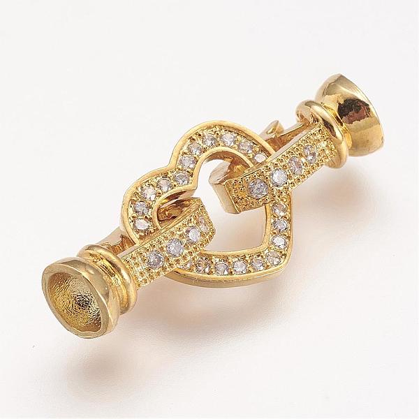 PandaHall Brass Micro Pave Cubic Zirconia Fold Over Clasps, Heart, Golden, 31x12x7mm, Hole: 1mm Brass+Cubic Zirconia
PandaHall Brass Micro Pave Cubic Zirconia Fold Over Clasps, Heart, Golden, 31x12x7mm, Hole: 1mm Brass+Cubic Zirconia