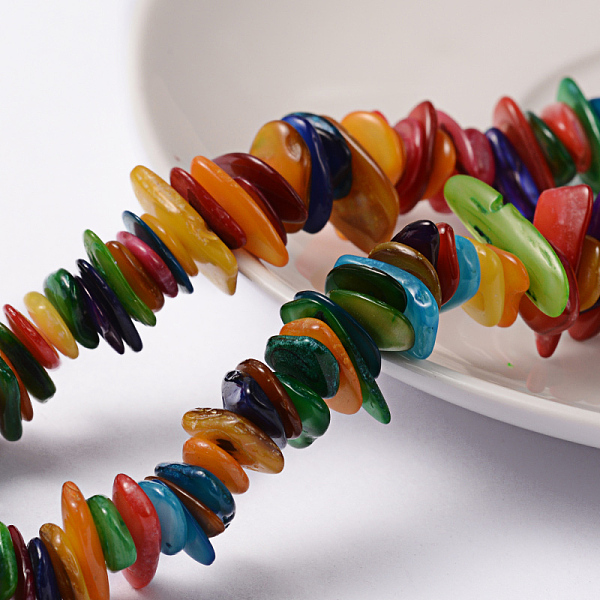 PandaHall Natural Shell Beads Strands, Shell Shards, Chips, Dyed, Mixed Color, about 5~7mm in diameter, 1~2mm thick, hole: 0.8mm, about..., Multicolor
PandaHall Natural Shell Beads Strands, Shell Shards, Chips, Dyed, Mixed Color, about 5~7mm in diameter, 1~2mm thick, hole: 0.8mm, about..., Multicolor