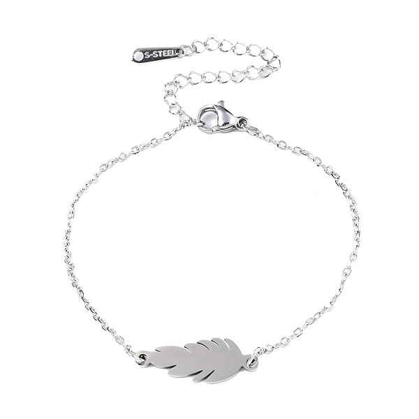 PandaHall 201 Stainless Steel Link Bracelets, with Lobster Claw Clasps, Feather, Stainless Steel Color, 6-3/4 inch~6-7/8 inch(17.2~17.4cm)...
PandaHall 201 Stainless Steel Link Bracelets, with Lobster Claw Clasps, Feather, Stainless Steel Color, 6-3/4 inch~6-7/8 inch(17.2~17.4cm)...