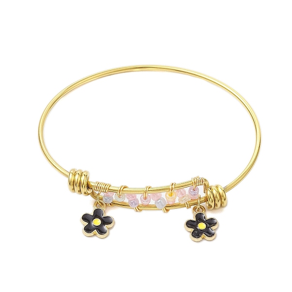 PandaHall Glass Seed Beads & Stainless Steel Bangles with Black Flower for Women, Golden, Inner Diameter: 2-1/8x2-1/2 inch(5.5x6.4cm)...
PandaHall Glass Seed Beads & Stainless Steel Bangles with Black Flower for Women, Golden, Inner Diameter: 2-1/8x2-1/2 inch(5.5x6.4cm)...