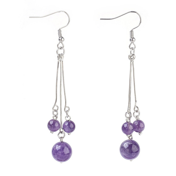 PandaHall Natural Amethyst Dangle Earrings, with 304 Stainless Steel Earring Hooks and Iron Eye Pins, Round, 77~78mm, Pendant: 57~58mm, Pin...
PandaHall Natural Amethyst Dangle Earrings, with 304 Stainless Steel Earring Hooks and Iron Eye Pins, Round, 77~78mm, Pendant: 57~58mm, Pin...