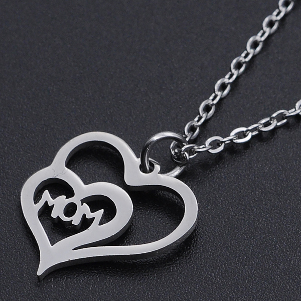 PandaHall Mother's Day Gifts, 201 Stainless Steel Pendant Necklaces, with Cable Chains and Lobster Claw Clasps, Double Heart with Word Mom...
PandaHall Mother's Day Gifts, 201 Stainless Steel Pendant Necklaces, with Cable Chains and Lobster Claw Clasps, Double Heart with Word Mom...
