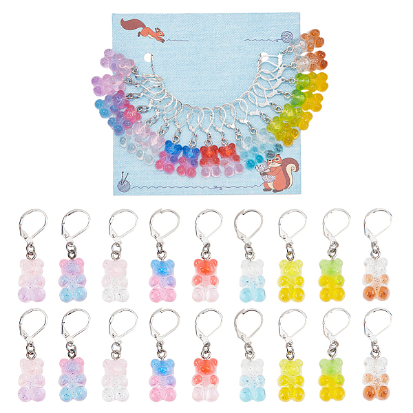 PandaHall 18Pcs 9 Colors Resin Bear Pendant Stitch Marker, with Brass Leverback Earring Findings, Mixed Color, 3.8cm, 2pcs/color Resin Bear..., Multicolor
PandaHall 18Pcs 9 Colors Resin Bear Pendant Stitch Marker, with Brass Leverback Earring Findings, Mixed Color, 3.8cm, 2pcs/color Resin Bear..., Multicolor
