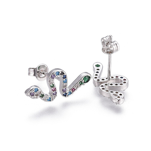 PandaHall Brass Micro Pave Cubic Zirconia Stud Crawler Earrings, Climber Earrings, with Brass Ear Nuts, Snake, Colorful, Platinum...
PandaHall Brass Micro Pave Cubic Zirconia Stud Crawler Earrings, Climber Earrings, with Brass Ear Nuts, Snake, Colorful, Platinum...