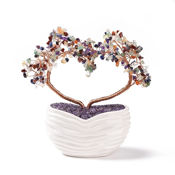 PandaHall Natural Gemstone Heart Tree Ceramic Bonsai, Amethyst Chips Feng Shui Ornament for Wealth, Luck, Love, Rose Gold Brass Wires...
PandaHall Natural Gemstone Heart Tree Ceramic Bonsai, Amethyst Chips Feng Shui Ornament for Wealth, Luck, Love, Rose Gold Brass Wires...
