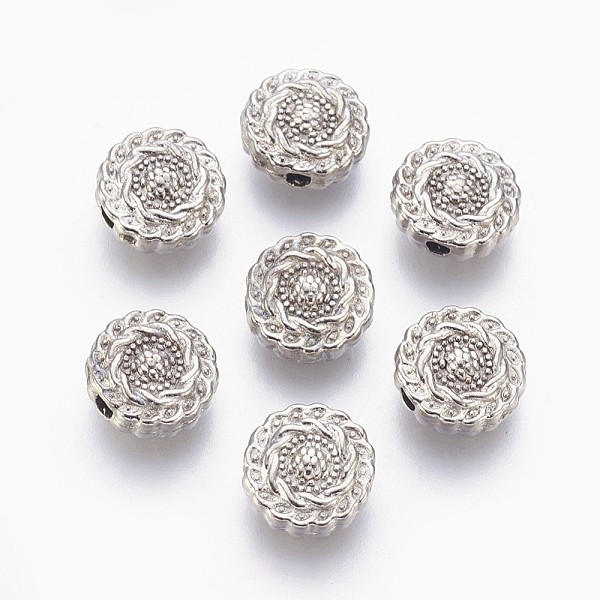 PandaHall Tibetan Style Alloy Beads, Lead Free & Nickel Free & Cadmium Free, Flat Round, Platinum Color, Size: about 10mm in diameter, 4mm...
PandaHall Tibetan Style Alloy Beads, Lead Free & Nickel Free & Cadmium Free, Flat Round, Platinum Color, Size: about 10mm in diameter, 4mm...