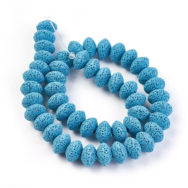 PandaHall Natural Lava Rock Beads Strands, Dyed, Rondelle, Deep Sky Blue, 13~13.5x8.5~8.7mm, Hole: 2.5mm, about 46~47pcs/strand, 15.5...
PandaHall Natural Lava Rock Beads Strands, Dyed, Rondelle, Deep Sky Blue, 13~13.5x8.5~8.7mm, Hole: 2.5mm, about 46~47pcs/strand, 15.5...