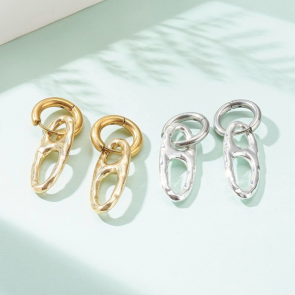 PandaHall 304 Stainless Steel Huggie Hoop Earrings, with Alloy Links, Oval, Mixed Color, 38mm, Pin: 1mm, 2pair/set 304 Stainless Steel Oval
PandaHall 304 Stainless Steel Huggie Hoop Earrings, with Alloy Links, Oval, Mixed Color, 38mm, Pin: 1mm, 2pair/set 304 Stainless Steel Oval