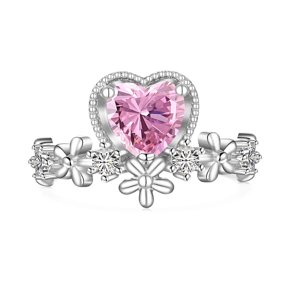 PandaHall Rhodium Plated 925 Sterling Silver Heart Flower Finger Ring, Cubic Zirconia Ring for Women, Platinum, 12.5mm, Inner Diameter: US..., Pink
PandaHall Rhodium Plated 925 Sterling Silver Heart Flower Finger Ring, Cubic Zirconia Ring for Women, Platinum, 12.5mm, Inner Diameter: US..., Pink