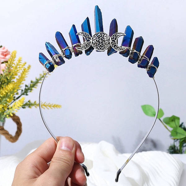 PandaHall Raw Natural Quartz Hair Bands, Triple Moon Metal Hair Bands, for Women Girls, Marine Blue, 180x125x20mm Quartz Moon
PandaHall Raw Natural Quartz Hair Bands, Triple Moon Metal Hair Bands, for Women Girls, Marine Blue, 180x125x20mm Quartz Moon